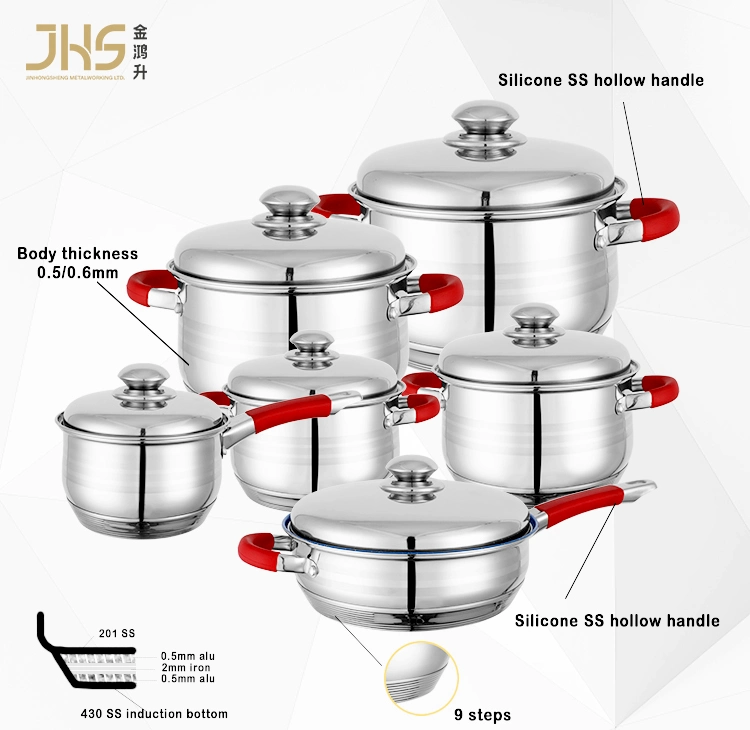 Custom Home Appliance Kitchen Non Stick Cooking Pot Set Stainless Steel Cookware