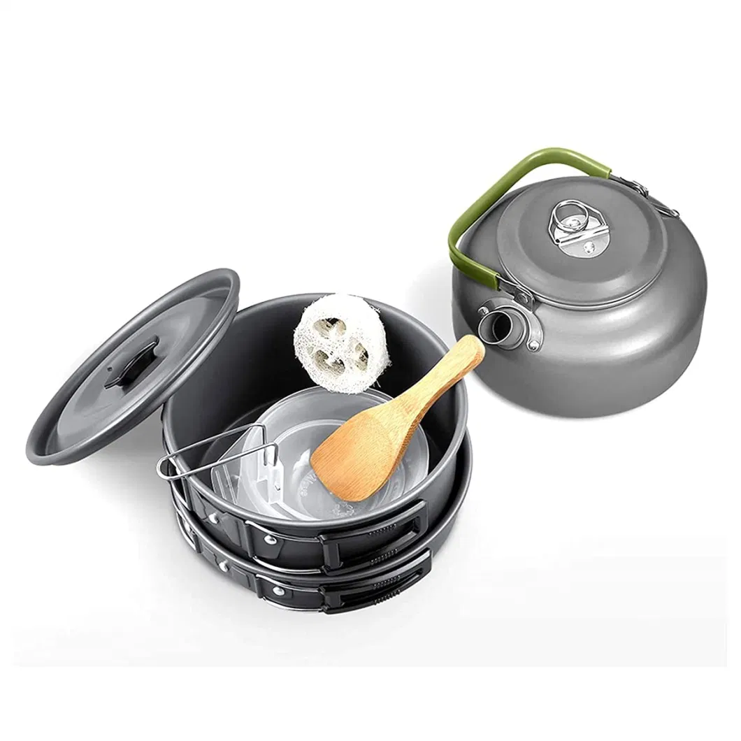 Aluminum Outdoor Folding Cookset Equipment Lightweight Backpacking Hiking Camping Cookware Set