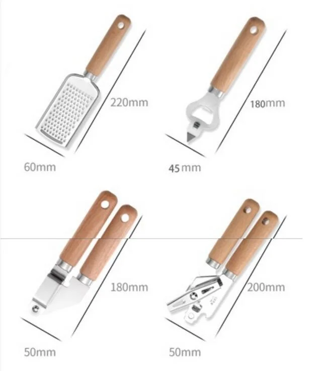 9PCS Wood Handle Baking Utensils Premium Stainless Steel Kitchen Gadget Set