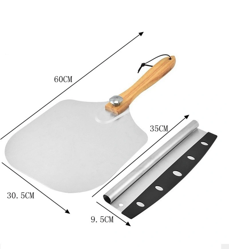 Kitchen Utensils Aluminum Pizza Paddle Pizza Peel with Wooden Handle Pizza Tools