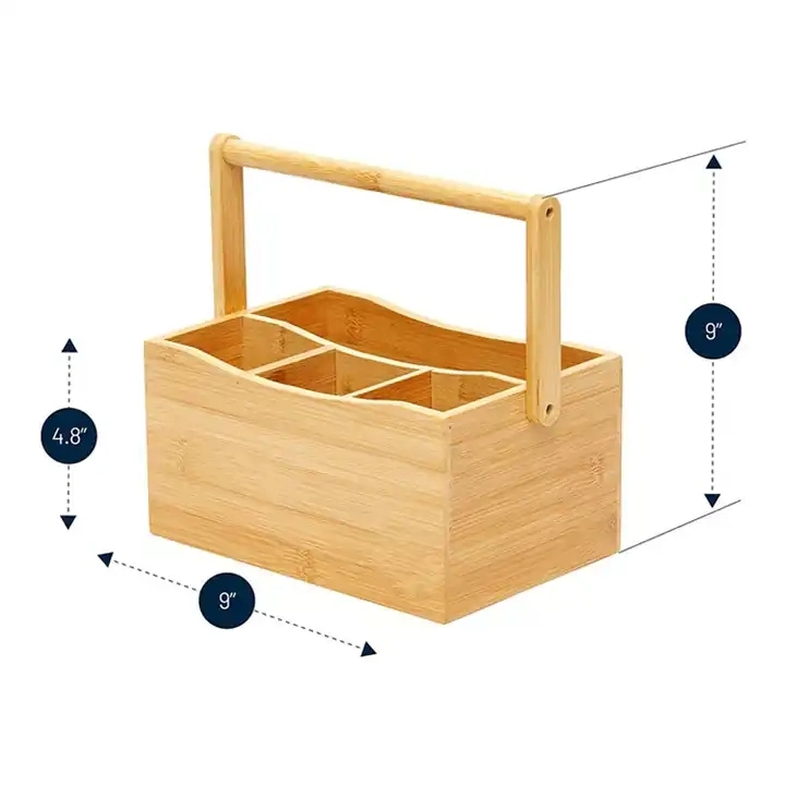 Kitchen Storage Holders Utensil Organizer Picnic Basket Bamboo Utensils Holder