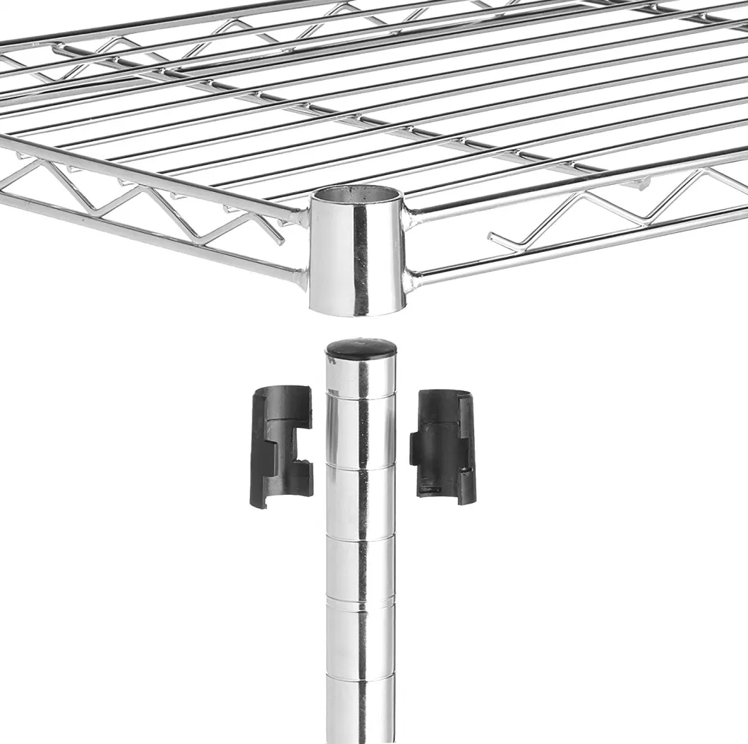 Metal Wire Shelving Chrome Trolley Rack Adjustable for Kitchen Storage Shelving