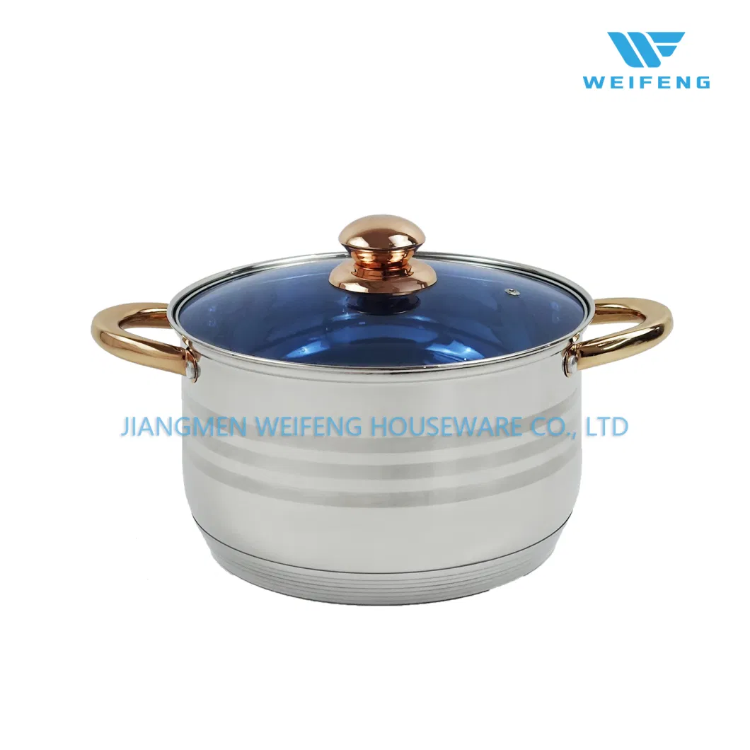 Wholesale Straight Shape Gold Plated 12PCS Kitchenware with Round Aluminum Frying Pan