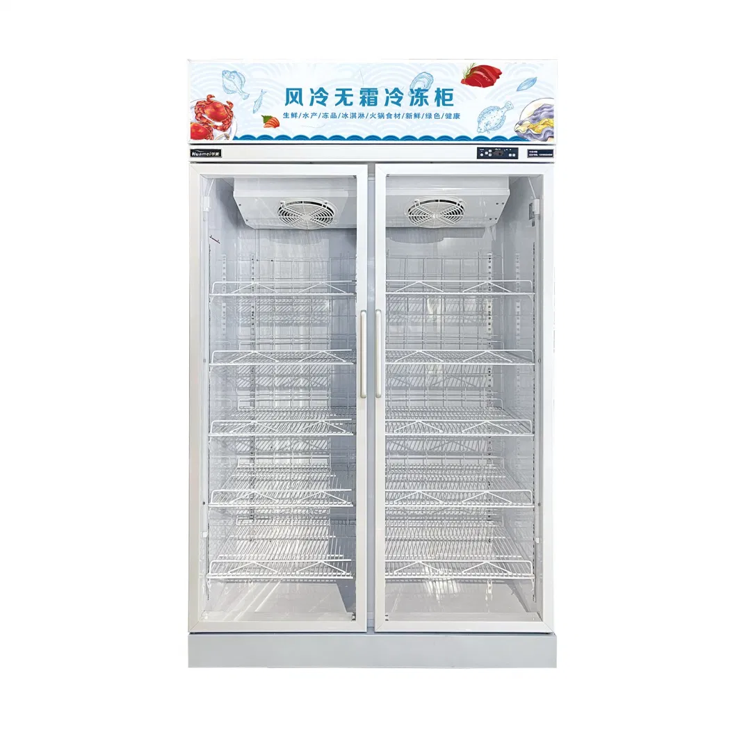 Glass Door Energy Saving Air Cooling Food Fresh and Drinks Deep Temperature Frozen Upright Display Storage Locker Lsd-1260 (F)