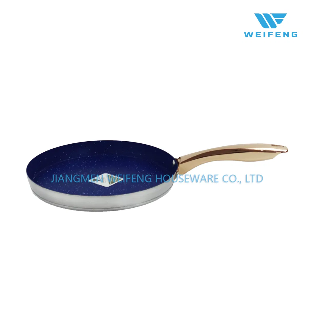Wholesale Straight Shape Gold Plated 12PCS Kitchenware with Round Aluminum Frying Pan