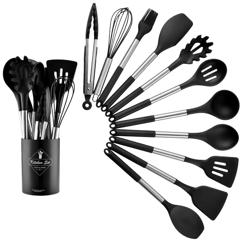 9PCS/11PCS Silicone Cooking Sets Stainless Steel Handle Kitchen Utensils Set