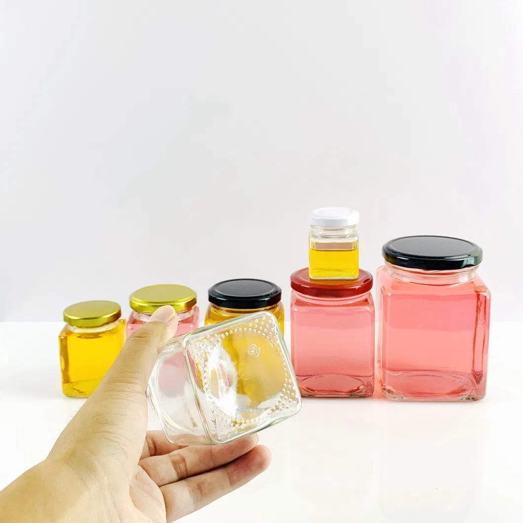 1.5oz 45ml 85ml 100ml Clear Glass Hexagon Jar Small Hexagonal Spice Honey Jar for Chili Spice Jelly