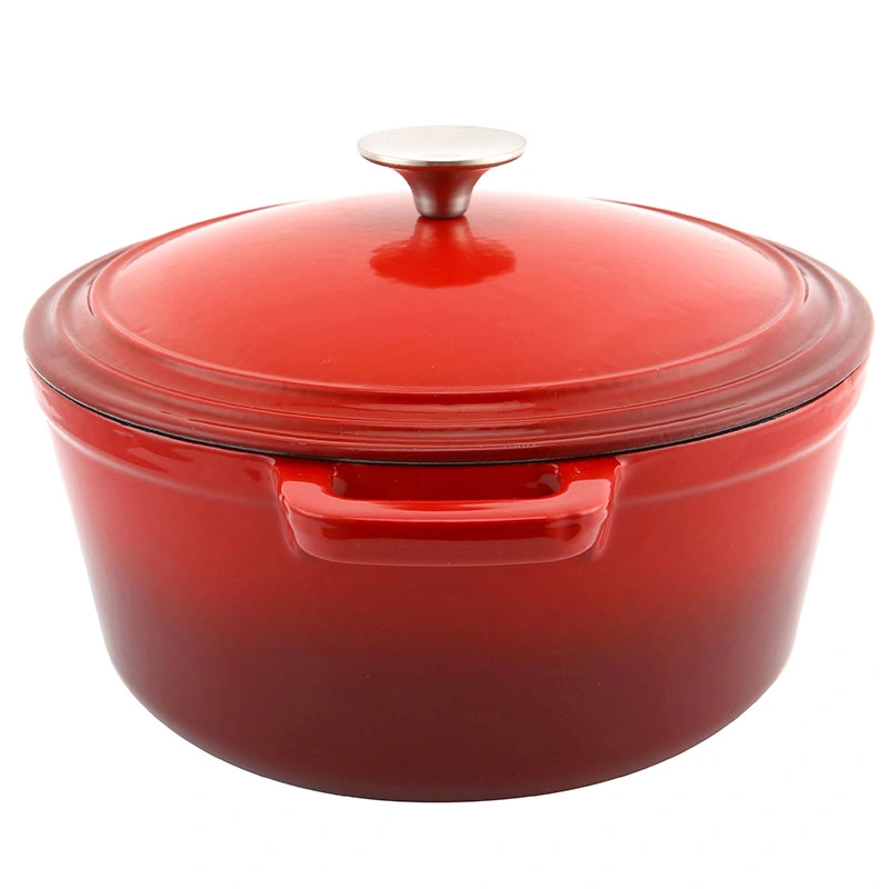 Wholesale Red Round Shape Enameled Cast Iron Dutch Oven Pot with Lid Heavy-Duty Casserole Cooking Pots 5qt