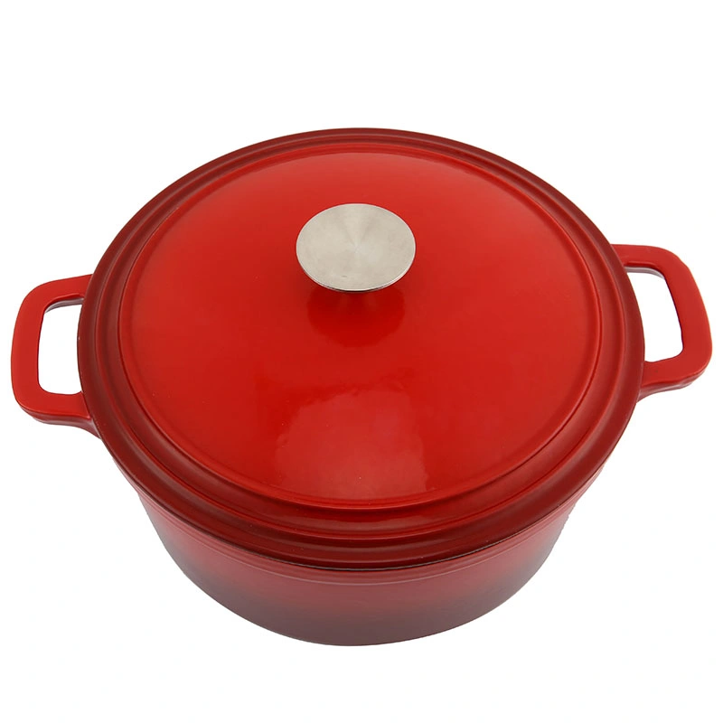 Wholesale Red Round Shape Enameled Cast Iron Dutch Oven Pot with Lid Heavy-Duty Casserole Cooking Pots 5qt