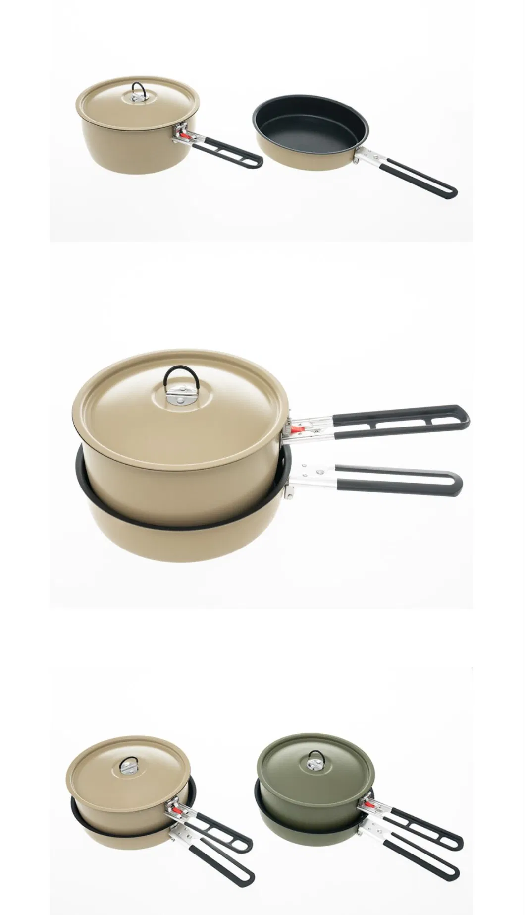 Outdoor Picnic Portable Camping Cooking Pot Pan Portable Camping Cookware Mess Kit 3-4 Person Cooking Kettle Non-Stick Pot Set Aluminium Alloy