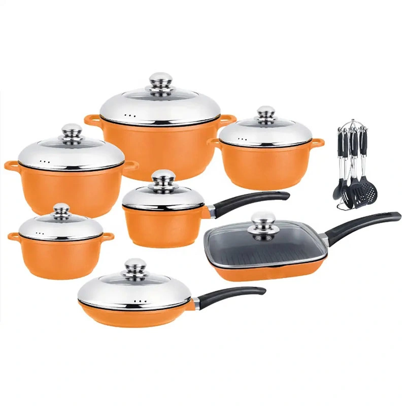 Factory Big Commercial Kitchen Pan 21PCS Die Casting Aluminum Alloy Nonstick Cookware Sets Cooking Soup Pots