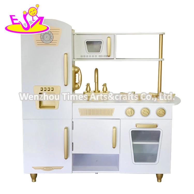 2020 New Released Gold Wooden Toy Kitchen Set with Freezer W10c567