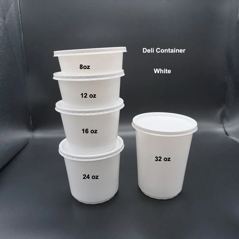 Custom 4oz 8oz 12oz 16oz 32oz 64oz Round Black Clear Leakproof Disposable Plastic Food Storage Deli Container with Airtight Lid
