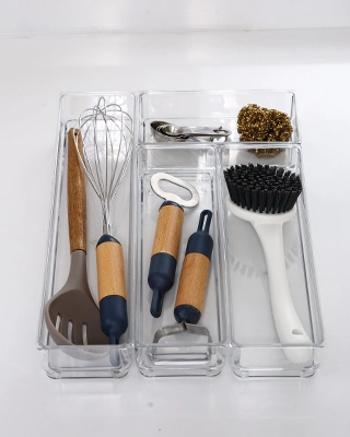 Durable Plastic Customizable Multi-Purpose Cutlery Tray Kitchen Accessories Drawer Storage Organizer