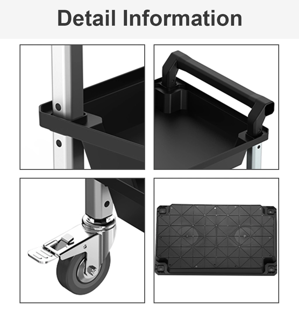 Customized Plastic 3-Tier Storage Rolling Hand Carts Trolleys for Bathroom