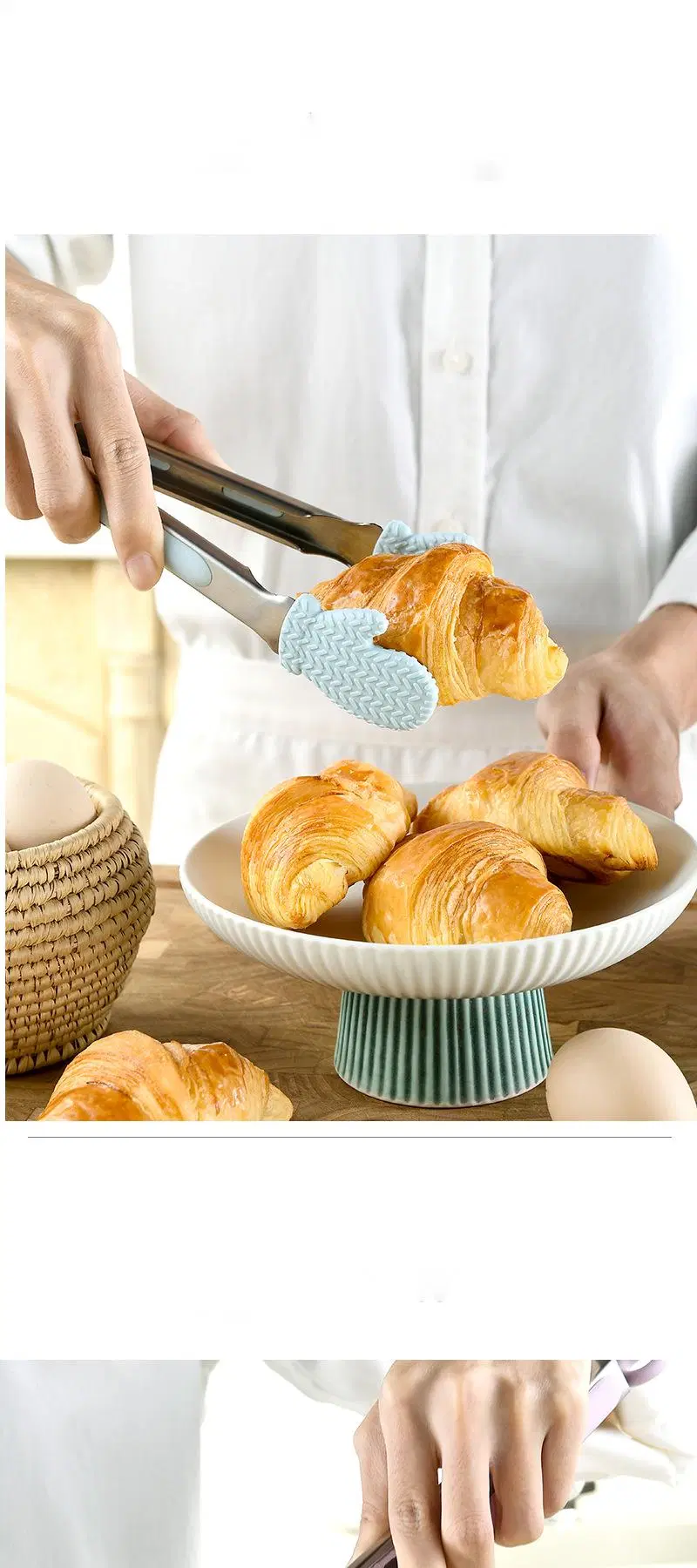 High Temperature Silicone Palm Baking BBQ Bread Non-Slip Food Tongs Clip