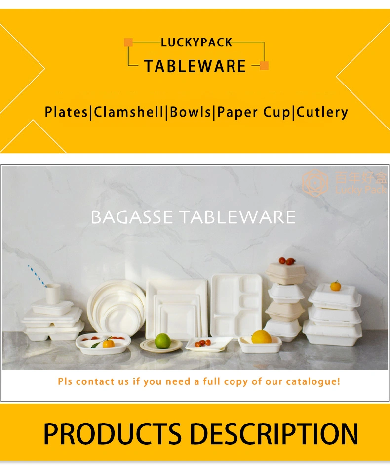 Disposable Biodegradable Compostable Eco Friendly Degradable Sugarcane Bagasse Dinnerware