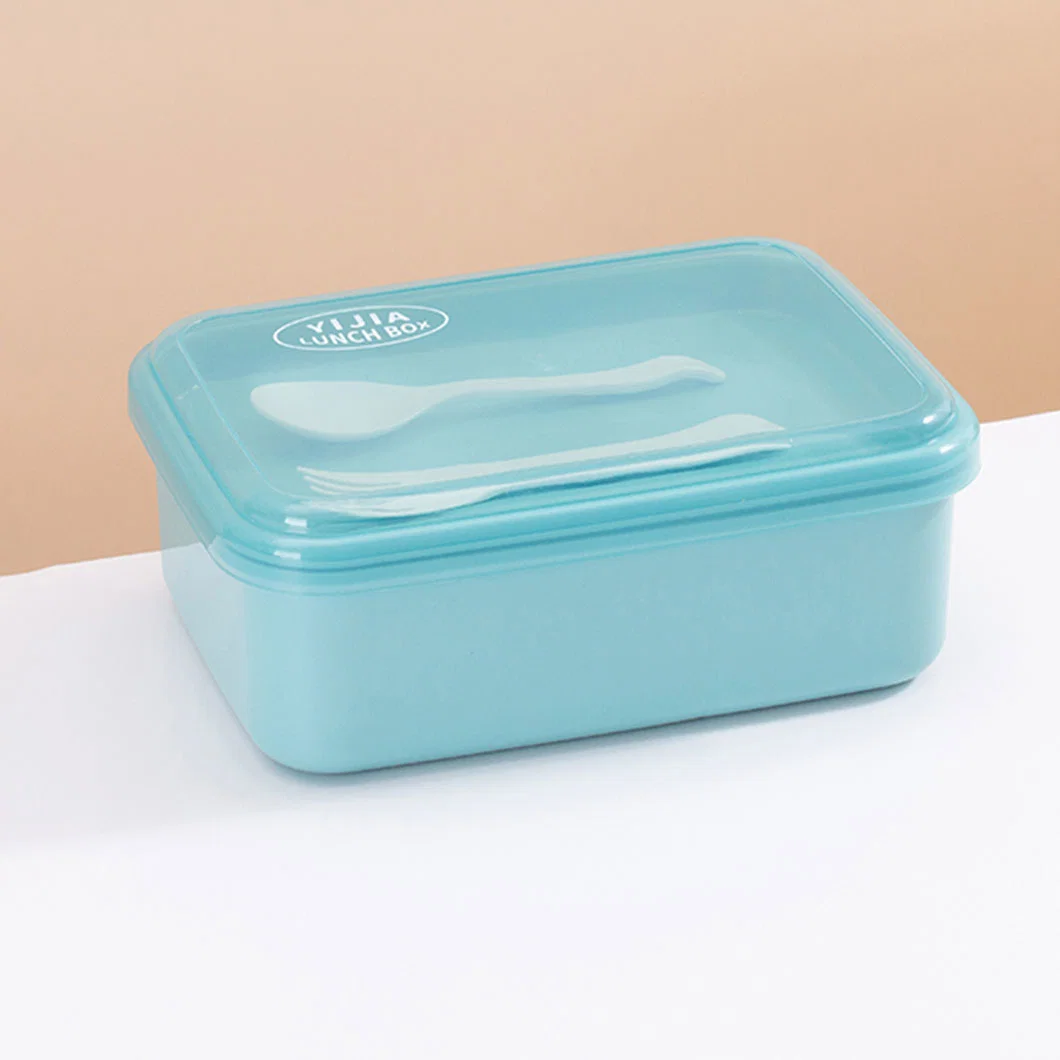 Rectangular Students with Lunch Box Plastic PP Can Microwave Japanese Two-Point Grid Work Canteen Meal Box Tableware