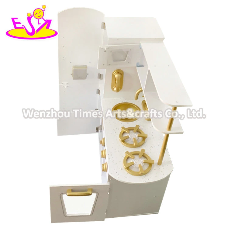 2020 New Released Gold Wooden Toy Kitchen Set with Freezer W10c567