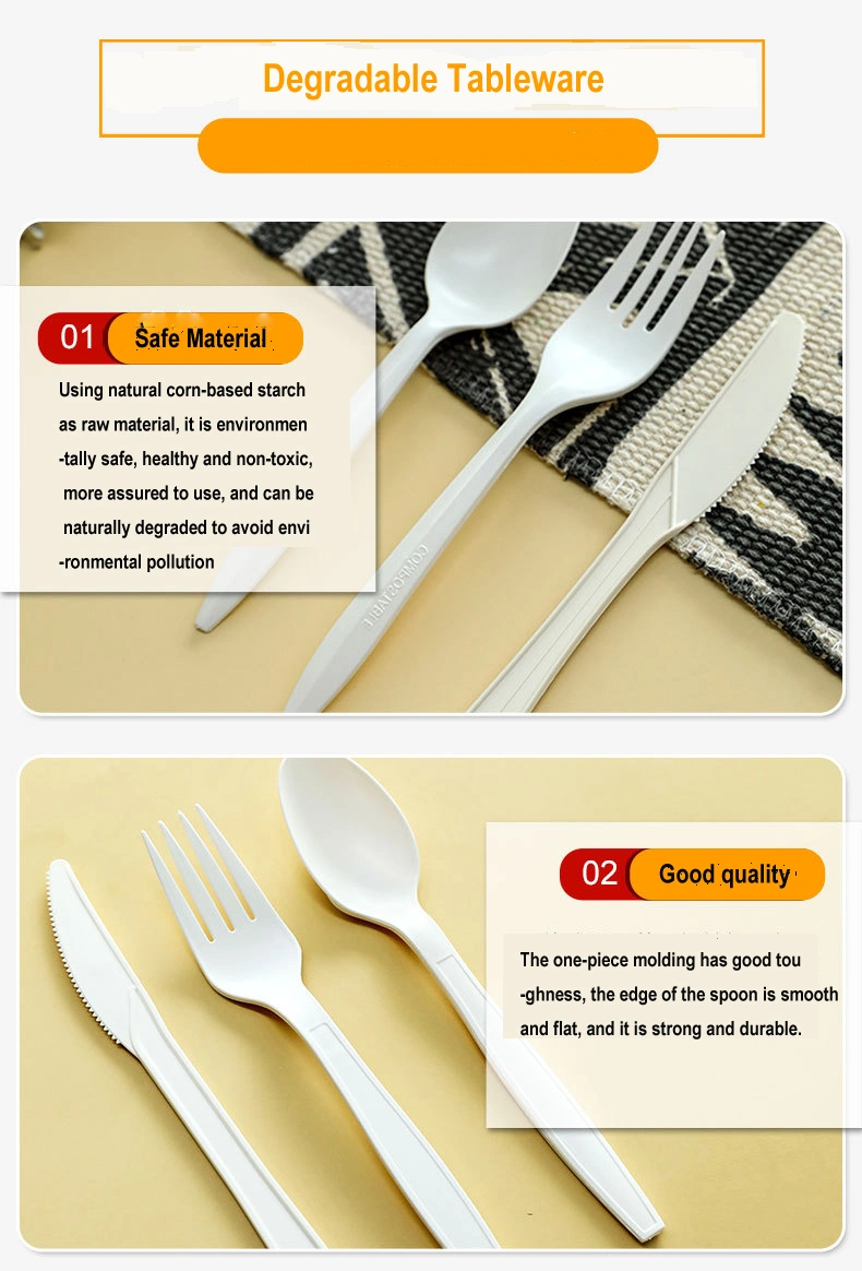 Wholesale Custom Spoon Fork Knife Set Biodegradable Bagasse Environmental Friendly Disposable Fork