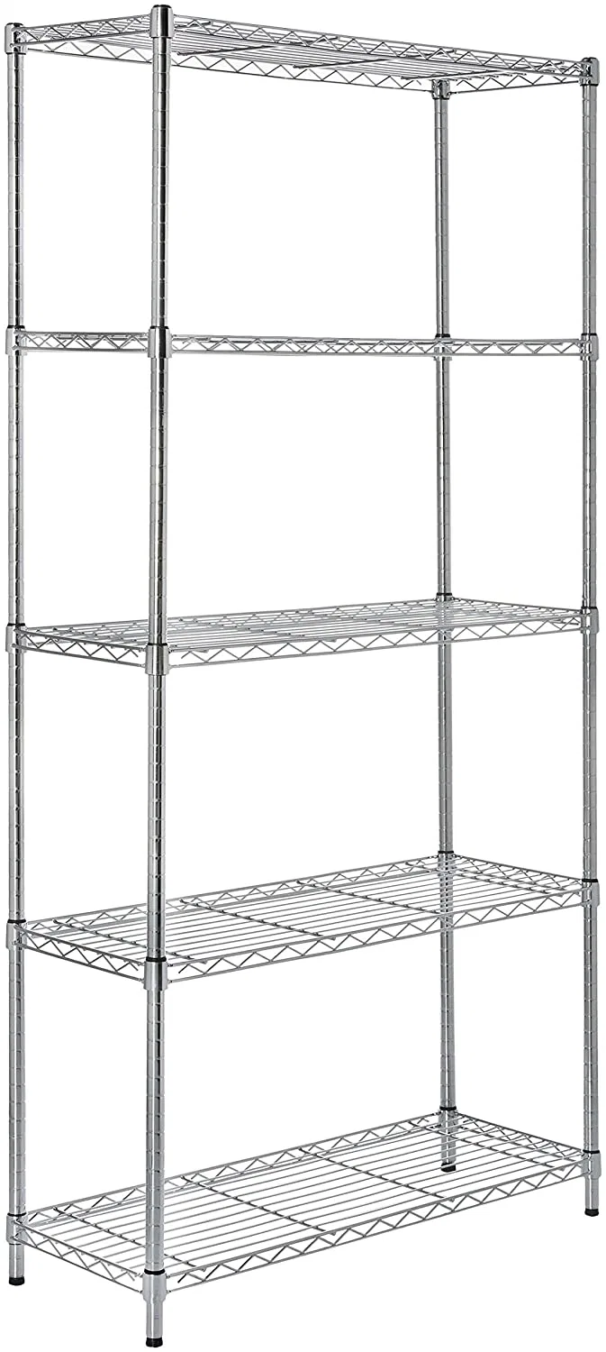 Storage Rack Chrome Steel Wire Shelf Cart Trolley Home Use Metal Storage Kitchen