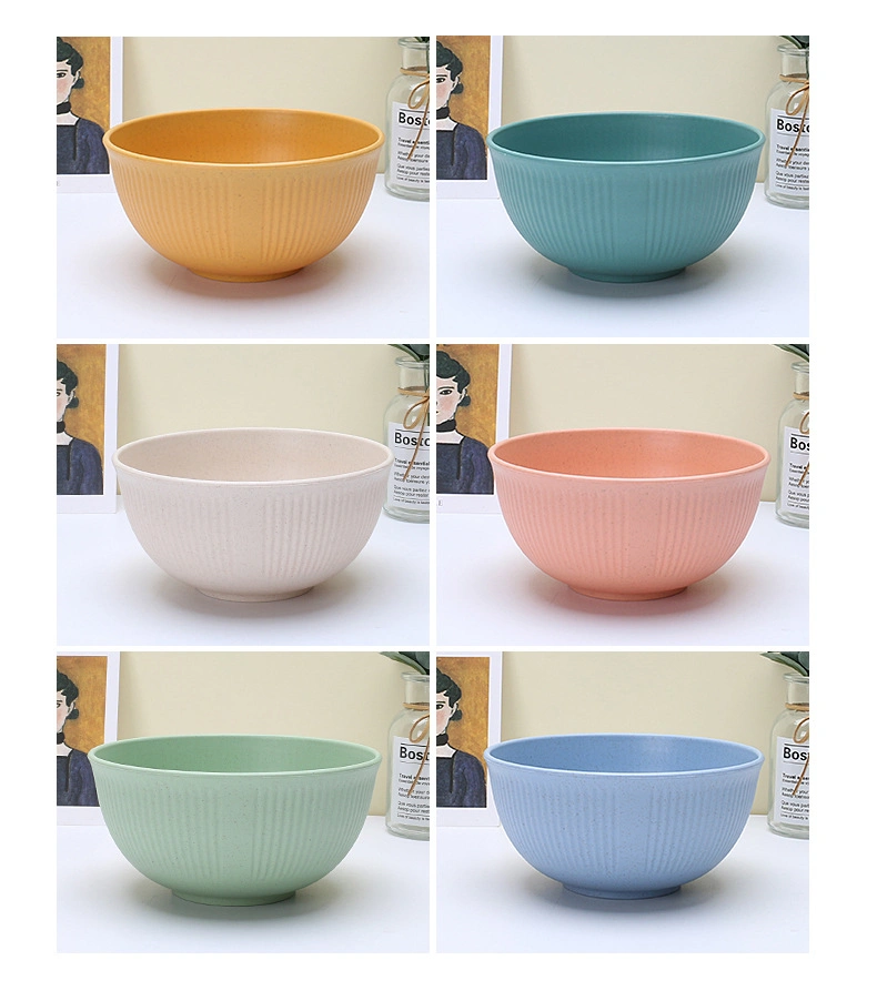 Wholesale High Capacity Eco-Friendly Catering Plates Retro Wheat Straw Dinnerware Bowl Set Nordic Style