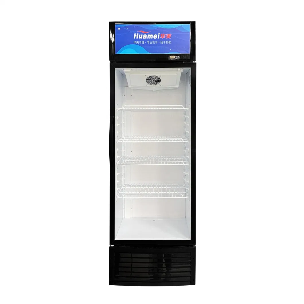 Dual Layer Glass Single Door Vertical Fan Cooling Luxury Beer Drinks and Pre-Made Food Commercial Refrigerated Display Storage LC-318W