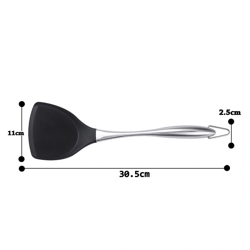 Silicone Spatula Turner Flexible Non-Stick Kitchen Utensil with Stainless Steel Handle Versatile 600degreef Heat Resistant Cooking Baking and Mixing Esg12089