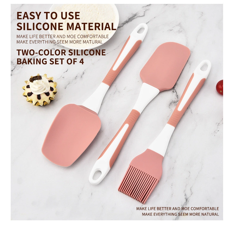 3 4 PCS Non Stick Silicone Bakeware Set Food Grade Cooking Set Clip Spatula Scraper Oil Brush