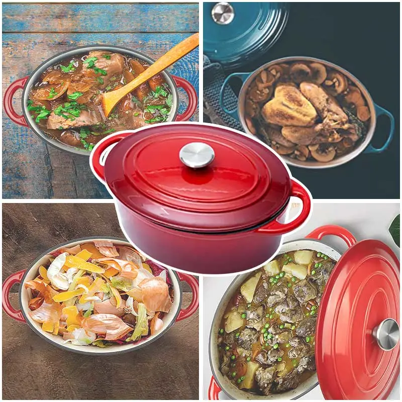 Factory Direct Sale Cooking Oval Pot Non Stick Enamel Cookware Cast Iron Dutch Oven Enamel Casserole