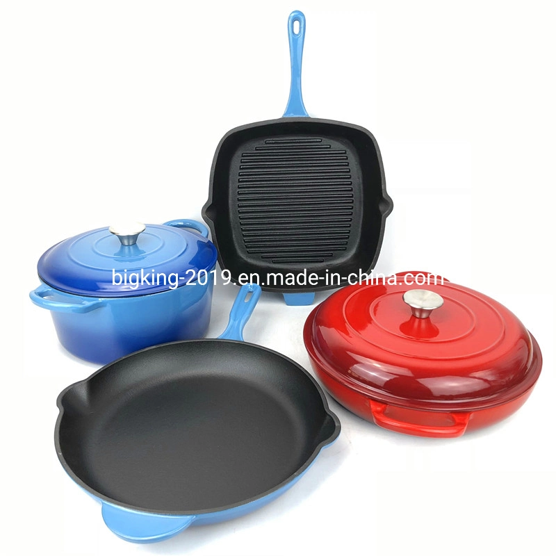 Wholesale 3PCS Enamel Cast Iron Hot Pot Casserole Set Cookware