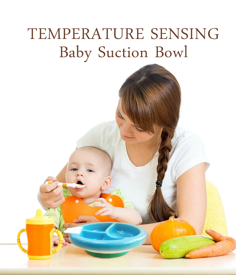 Hot Sale Temperature Sensing Baby Tableware Suction Food Feeding Warmer Bowl