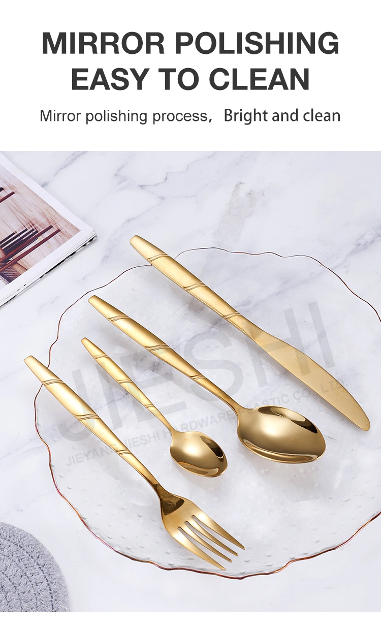 Luxury Tableware Golden Dinnerware Stainless Steel Cutlery Set