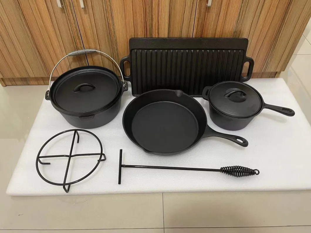 7-Piece Cast Iron Camping Cookware Sets