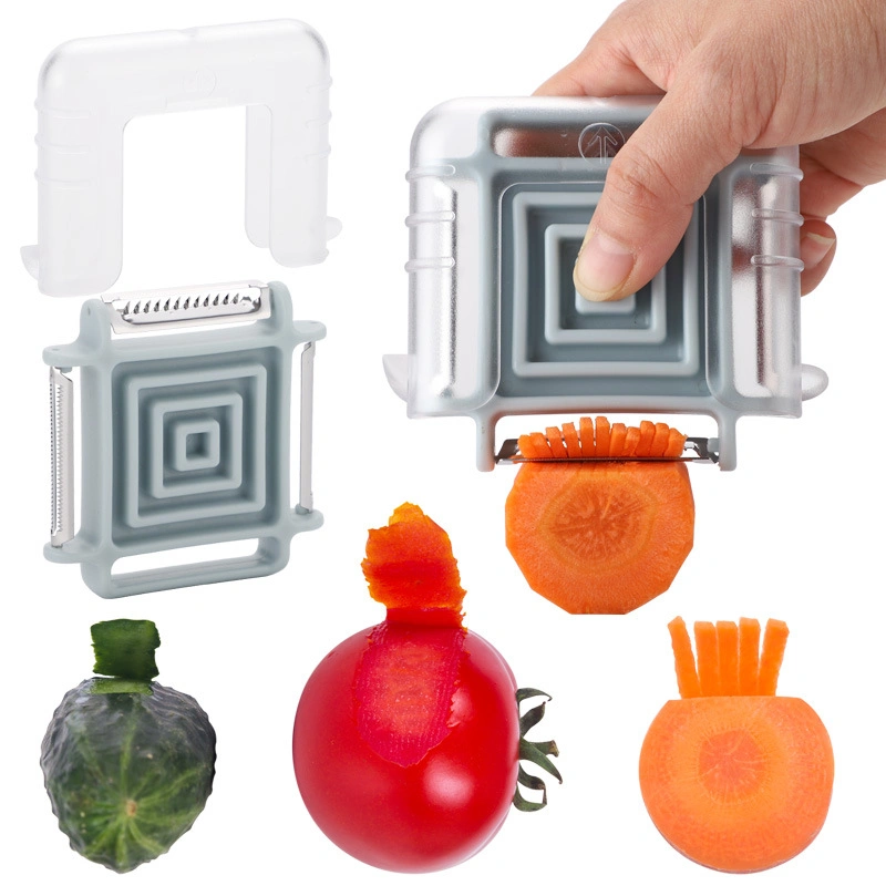 Vegetable Peeler Square Shaped, Multifunction Rotating Fruit Peeling Tomato Carrot Slicer Manual Peeler Kitchen Tool Wbb13860