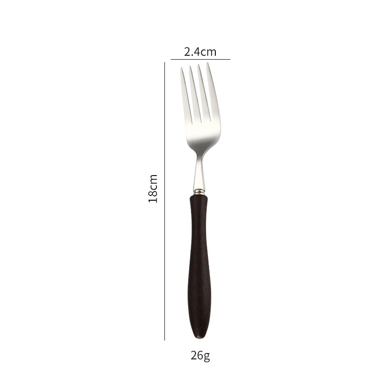 Western 304 Stainless Steel Wooden Handle Knife and Fork Spoon Set Tableware