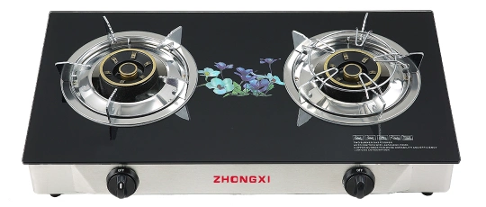 Bangladesh Most Popular Glass Cooker 2 Burner Copper Burner Gas Stove