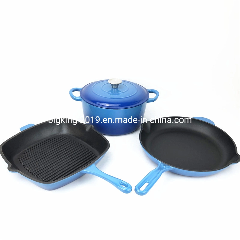 Wholesale 3PCS Enamel Cast Iron Hot Pot Casserole Set Cookware