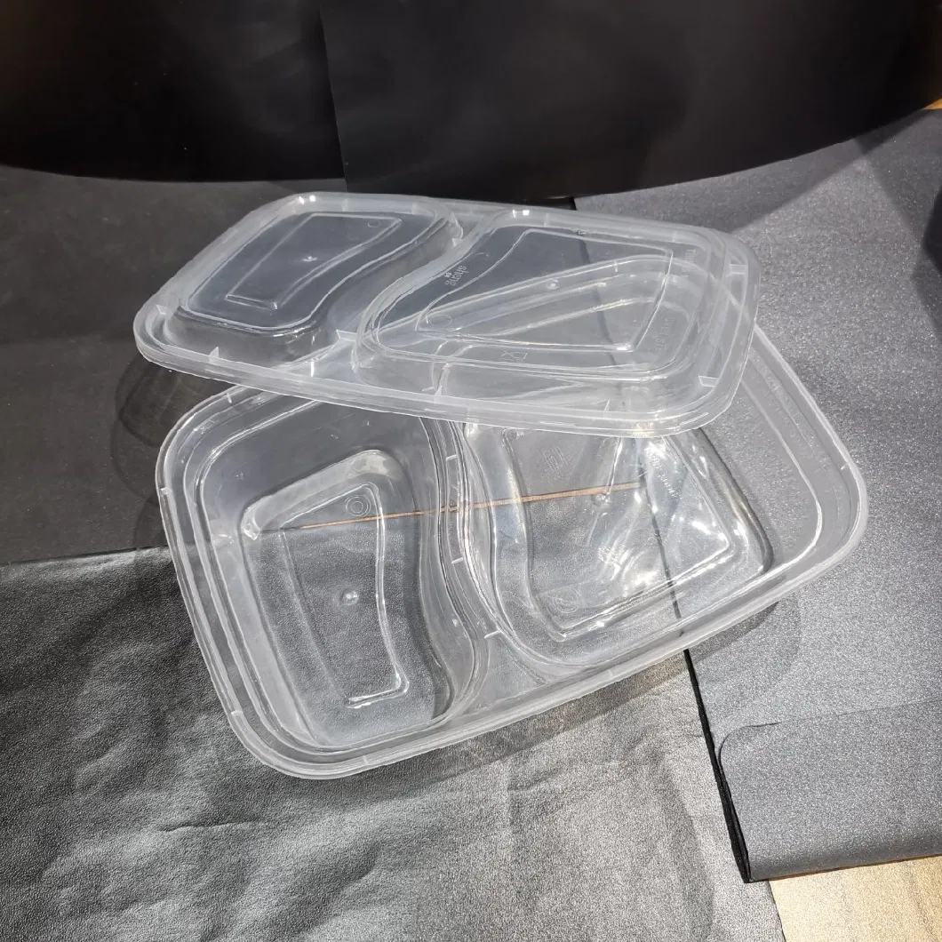 Two Compartments Microwavable Takeaway Plastic Food Container Food Packaging Tableware