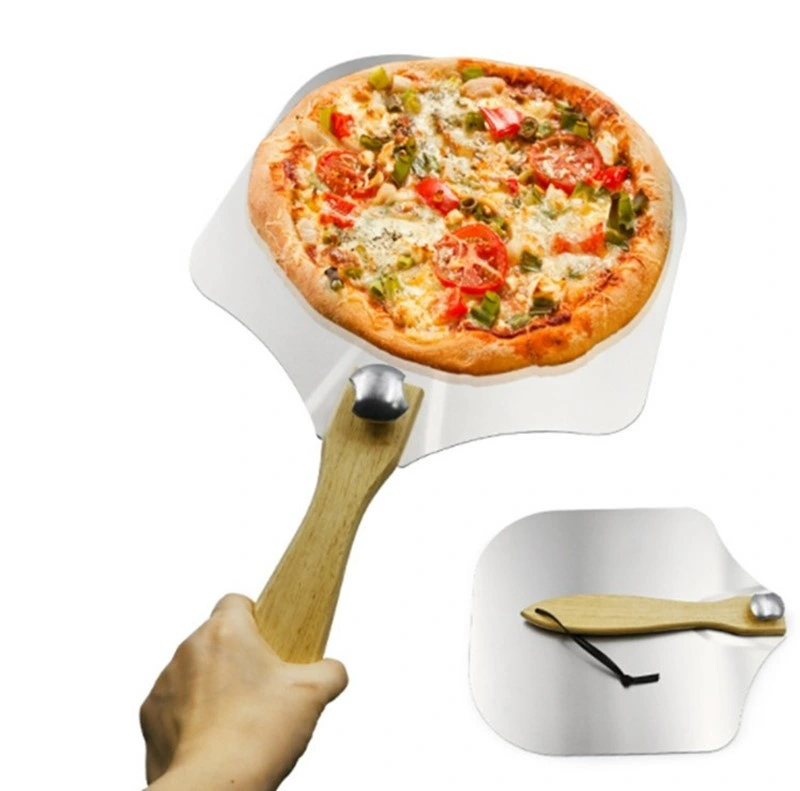 Kitchen Utensils Aluminum Pizza Paddle Pizza Peel with Wooden Handle Pizza Tools