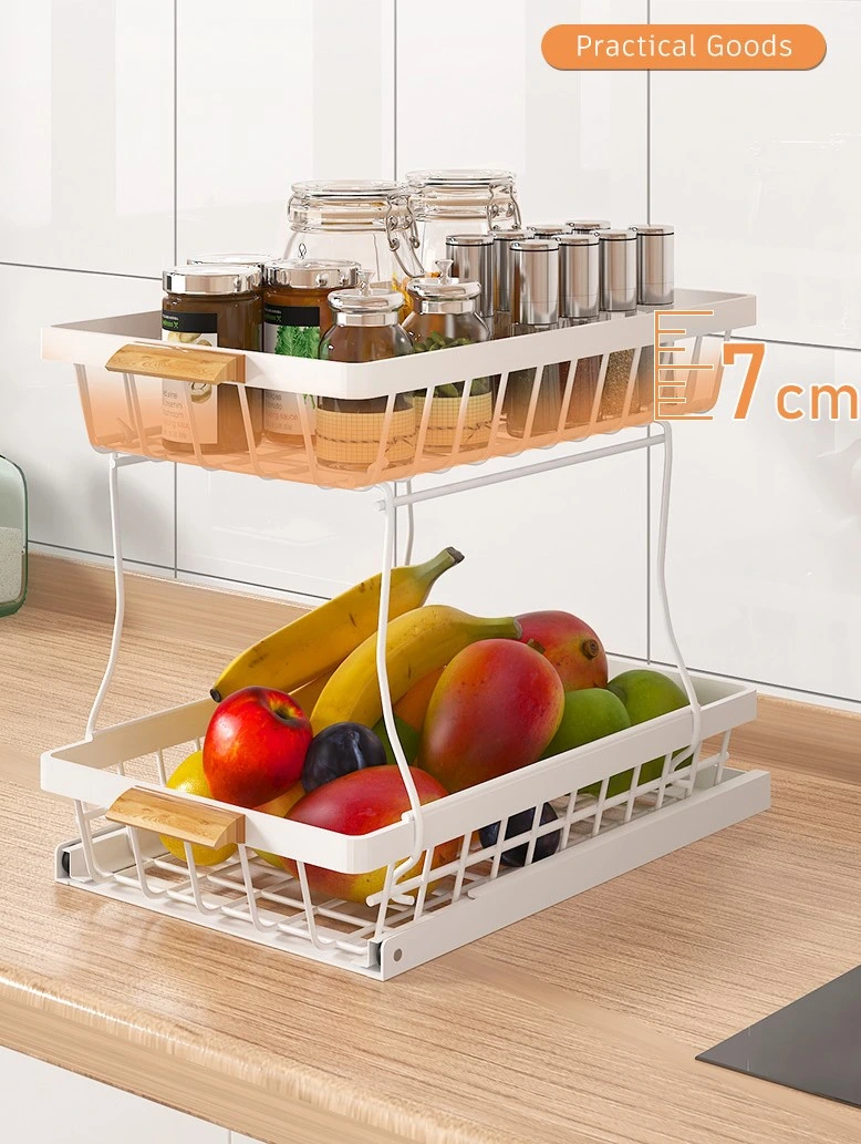 Kitchen Pull-out Shelf Table Top Floor Double-Layer Slit Finishing Rack Kitchen Sink Storage Rack