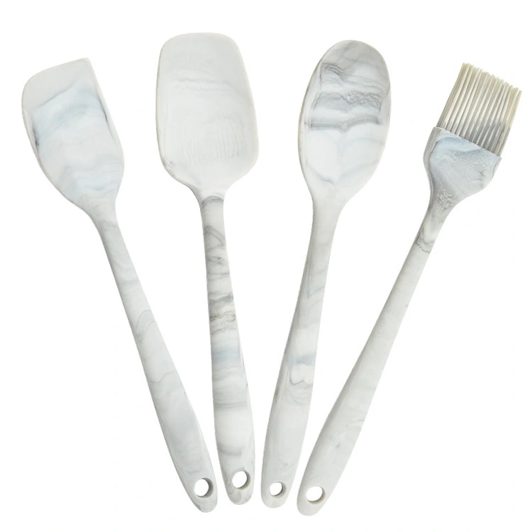 Silicone Baking Spoon Spatula Set with Brush Marbling Basting Kitchen Utensils