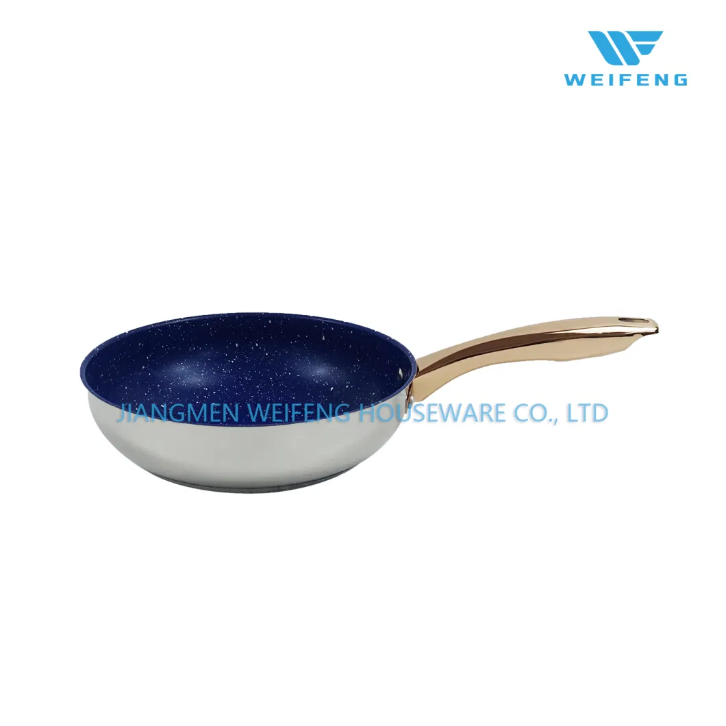 Wholesale Straight Shape Gold Plated 12PCS Kitchenware with Round Aluminum Frying Pan