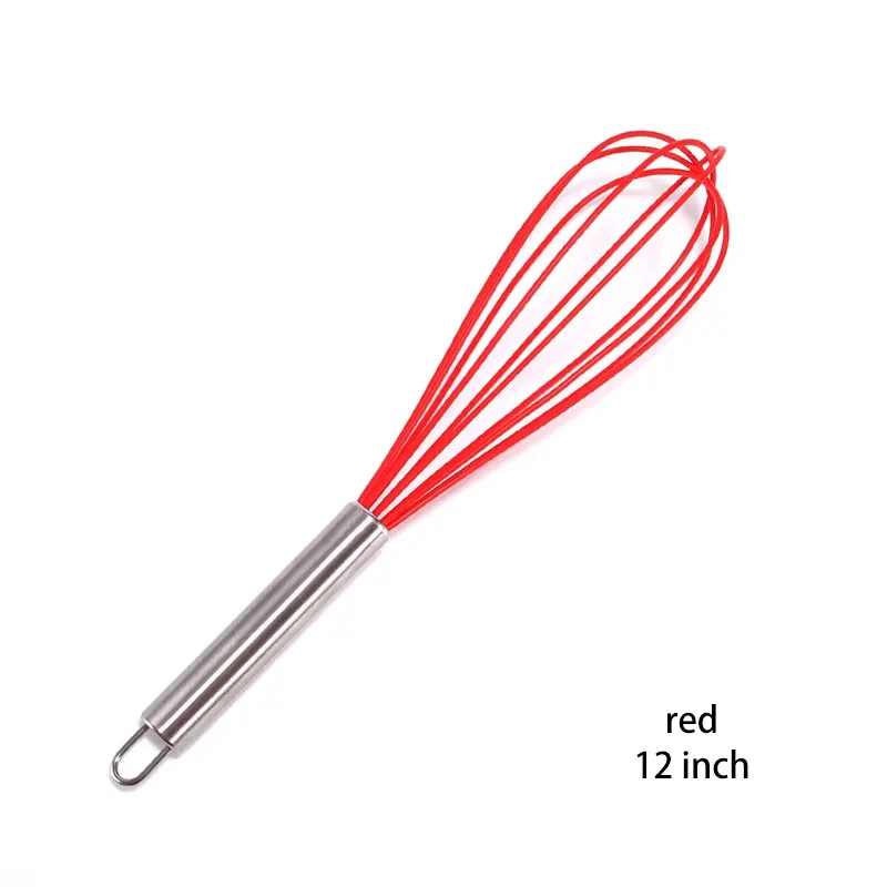 Factory OEM Stainless Steel Manual Egg Whisk with Silicone Stirring Head Egg Beater Kitchen Gadget Bakeware Tools 8/10/12 Inch