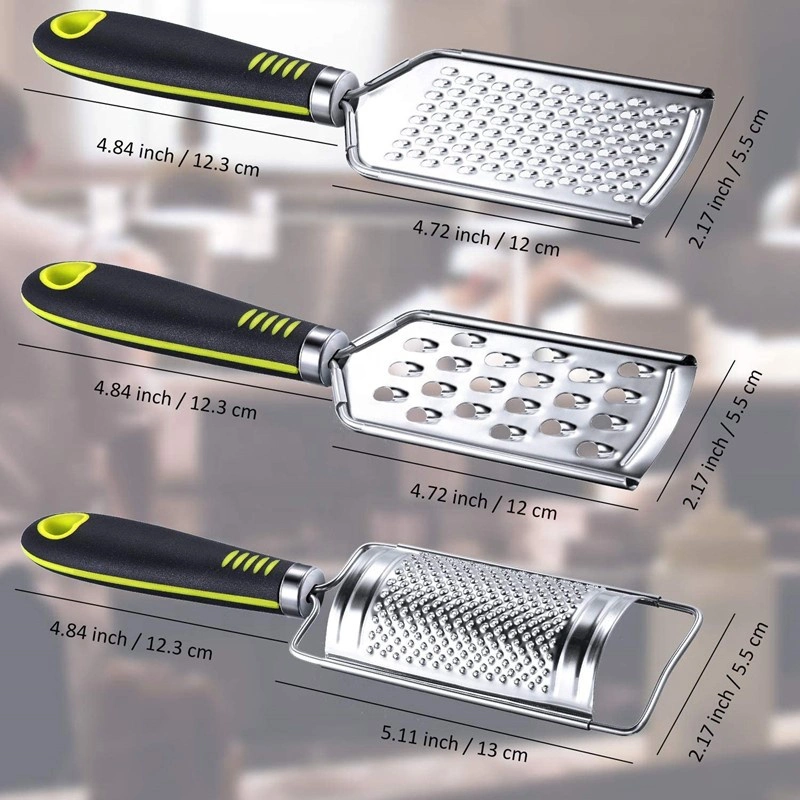 Stainless Steel 3 in 1 Set Cheese Grater Zester Vegetable Cassava Garlic Carrot Ginger Cutter Kitchen Tools