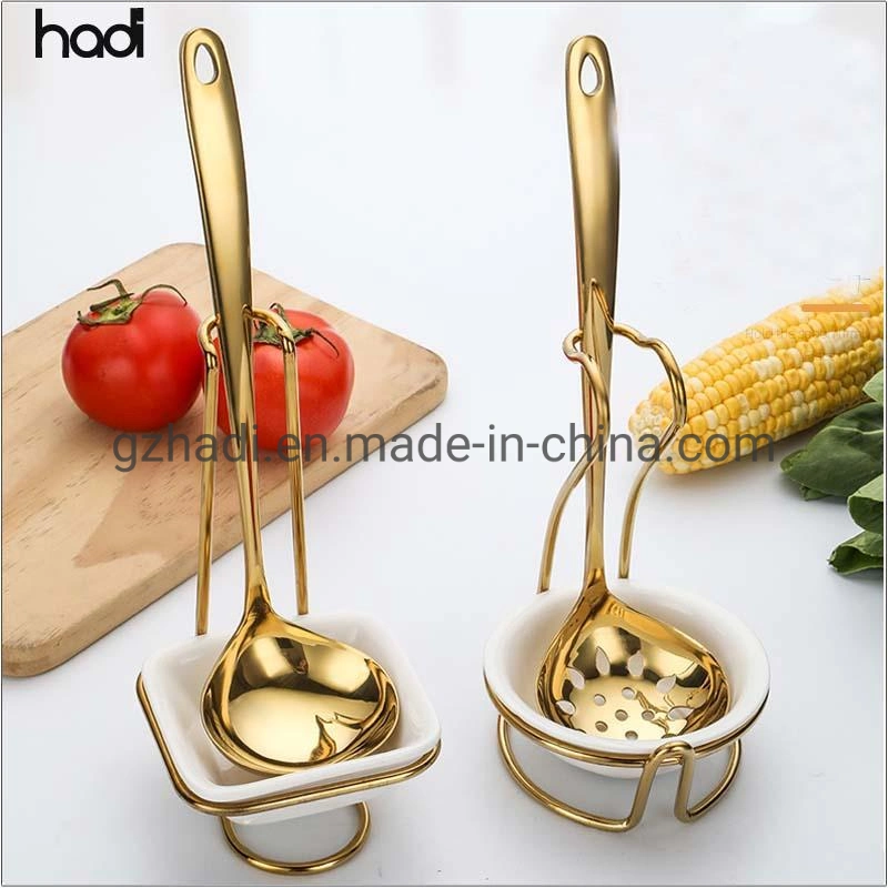 Other Hotel Supplier Good Quality Wholesale Kitchen Utensils Silver and Gold Stainless Steel Soup Warmer Station Tureen Swan Ceramic Soup Ladle Set