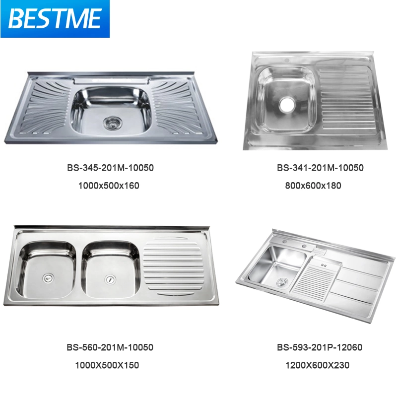 Russian Style Kitchenware Home Kitchen Appliance 201 Stainless Steel Mirror Satin Sat on Kitchen Sink (BS-341-201M)