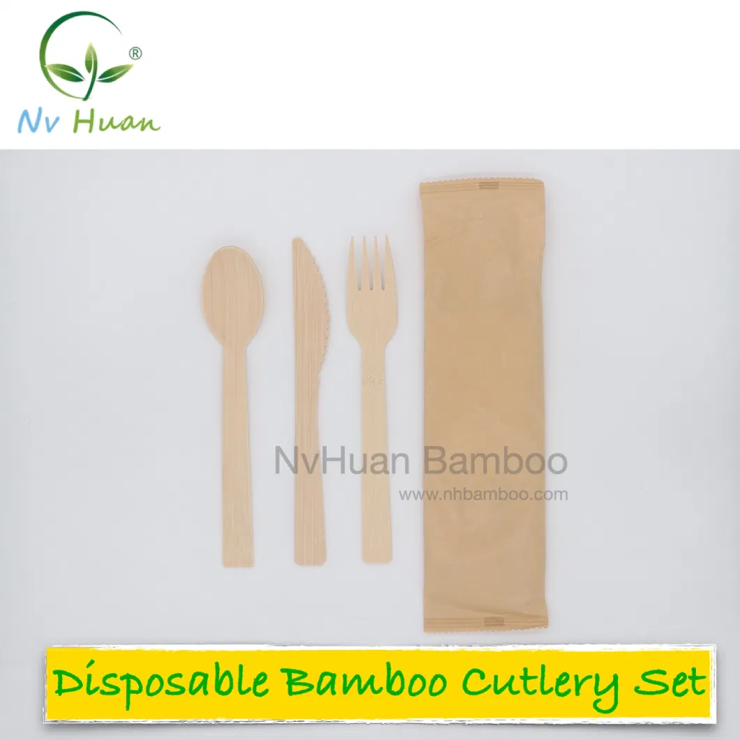 Bamboo Wooden Tableware Disposable Spoon Knife Fork Biodegradable Cutlery Set