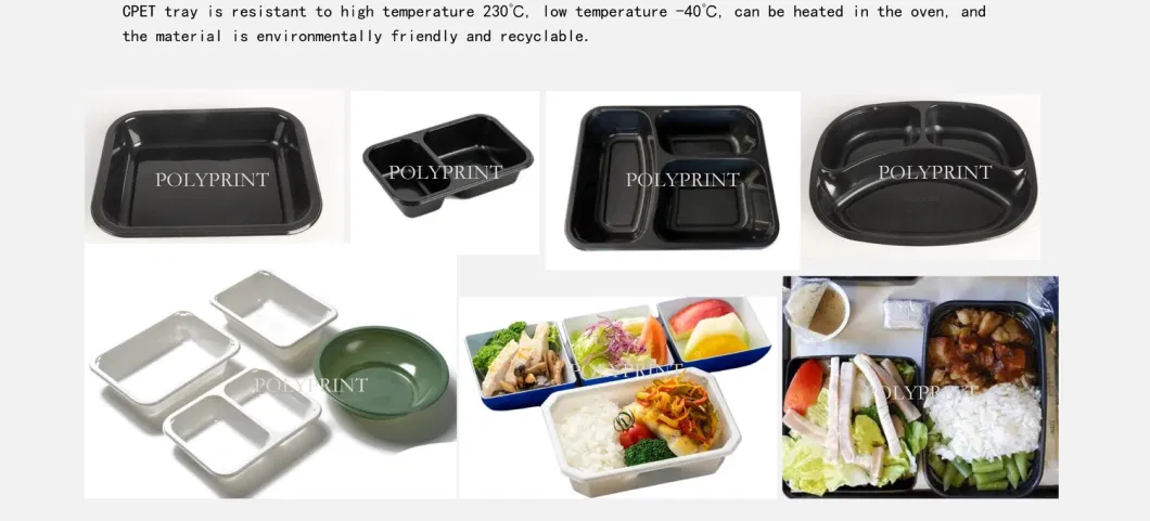 Microwave-Safe Cpet Meal Tray Aviation Container Disposable Tableware