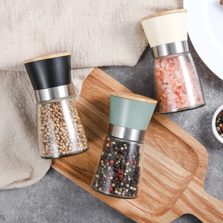 Glass Manual Pepper Mill Grinder Home Kitchen Tool Salt Pepper Grinder